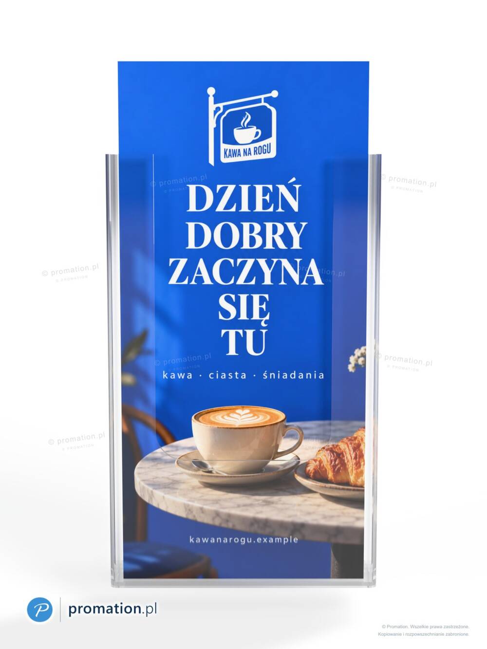 Kieszeń P508dl od frontu – ulotkę kawiarni DL widać nad niskim przednim pasem pleksi