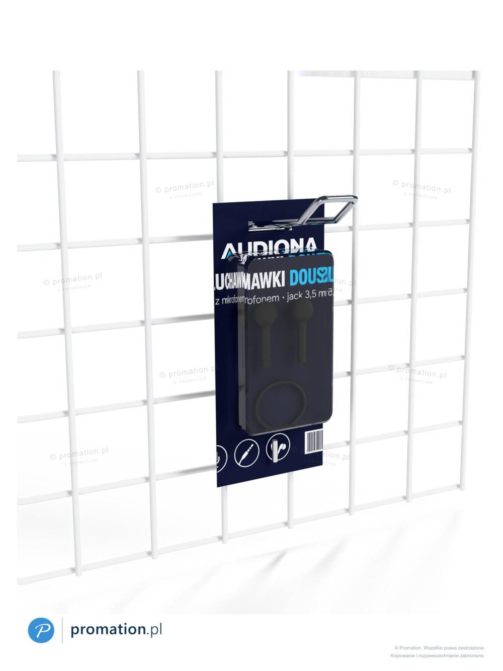 Słuchawki douszne w blistrach zawieszone na haku 10 cm P902-10 – jedno lub dwa opakowania na kracie z akcesoriami GSM