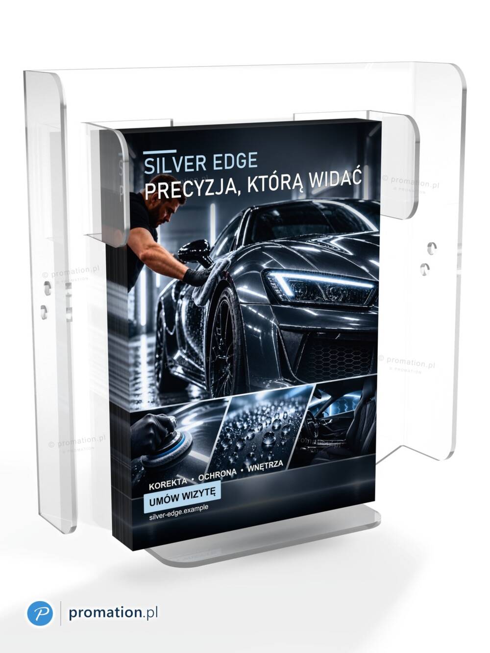 Kuweta P99ZA5 od przodu z ulotkami A5 – cała okładka widoczna nad niskim przednim rantem