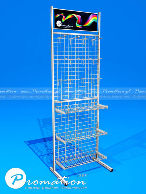 Stand ekspozycyjny z półką i hakami — zdjęcie produktu