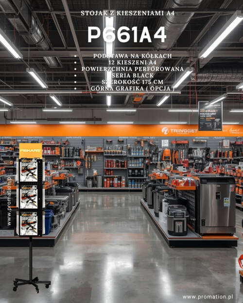 Stojak obrotowy na katalogi A4 – 12 kieszeni, perforacja — zdjęcie produktu