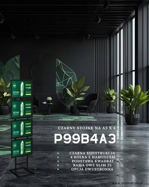 Czarny stojak na plakaty A3 x 4 — zdjęcie produktu