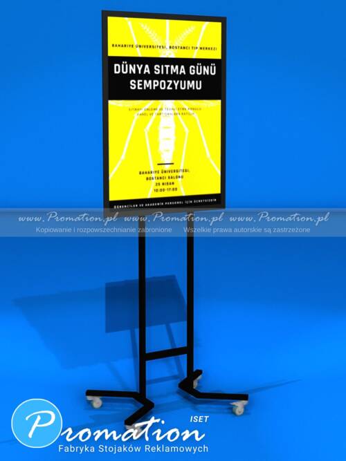 Czarny stojak plakat A1 na kółkach — zdjęcie produktu
