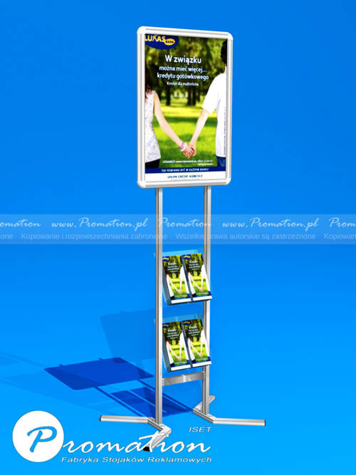 Stojak plakatowy A2 z miejscem na DL-ki — zdjęcie produktu