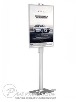 Jednostronny stojak na plakat B2 z aluminiowym słupkiem i stalową podstawą