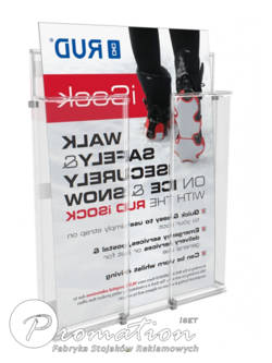 Przezroczysta ścienna kieszeń na ulotki A4 z materiałem reklamowym