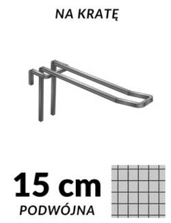 Grafika srebrnej zawieszki podwójnej o długości 10 cm, przeznaczonej do kraty z drutu