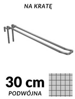 Podwójny hak 30 cm do kraty pokazany na planszy informacyjnej