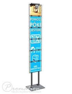 Wysoki stojak informacyjny z sześcioma wymiennymi planszami A4