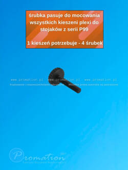 Czarna śruba do mocowania kieszeni z plexi w stojakach serii P99