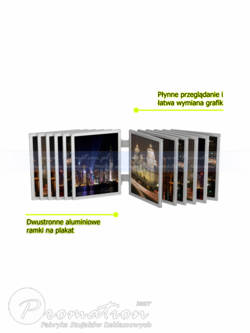 Ścienna przeglądarka z dziesięcioma uchylnymi ramkami na materiały A4