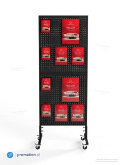 Mobilny stojak multiformat z kieszeniami A4, A5, A6 i DL