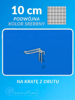 Grafika srebrnej zawieszki podwójnej o długości 10 cm, przeznaczonej do kraty z drutu