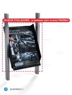 Kuweta P99ZMA4 z ulotkami A4 na fragmencie stelaża P99 – zdjęcie poglądowe, stelaż nie wchodzi w skład