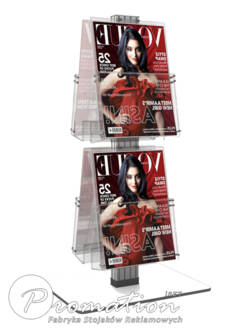 Biurkowy stojak obrotowy z dwiema kondygnacjami kieszeni na magazyny A4