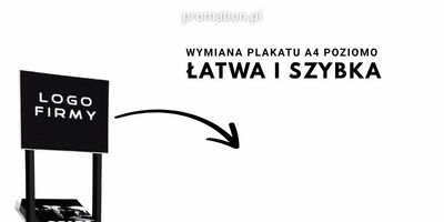 Wymienna grafika A4 poziomo w górnej ramce stojaka