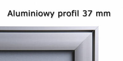 Srebrna rama OWZ z aluminiowym profilem 37 mm i narożnikami ciętymi pod kątem 45 stopni